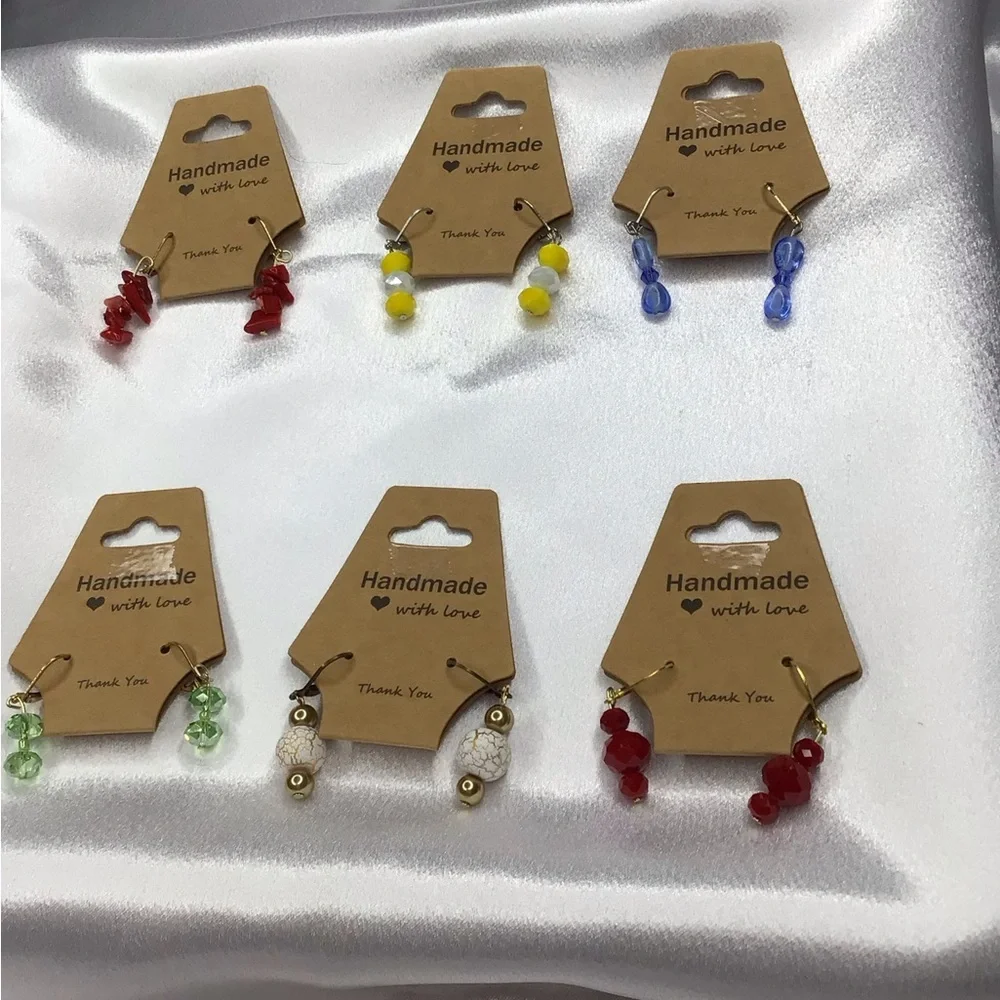 Handmade Beaded Dangle Earrings - Assorted Colors
